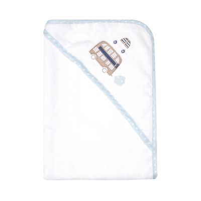 Babies' white bus and car cuddle robe